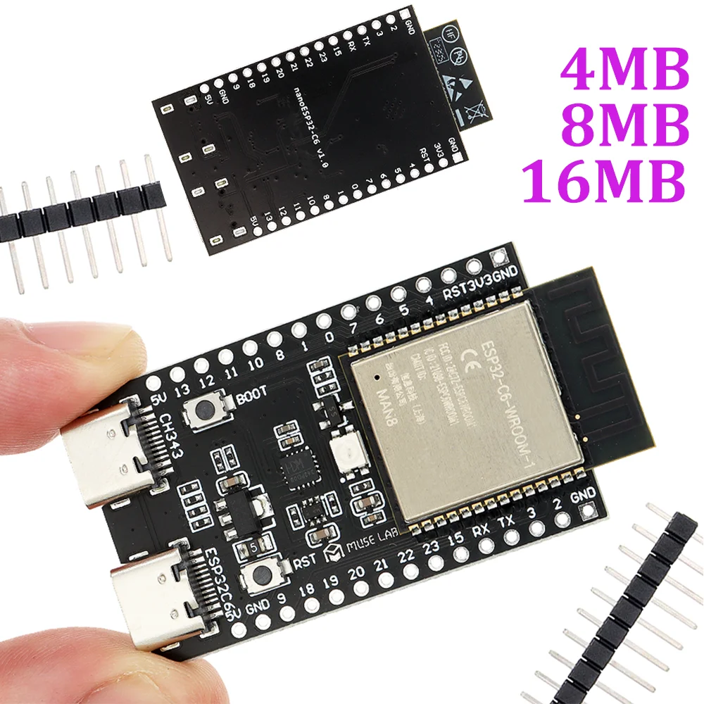 TENSTAR ESP32-C6 ESP32 WiFi+Bluetooth Internet Of Things Dual Type-C Development Board ESP 32 Core Board ESP32-C6-DevKit C