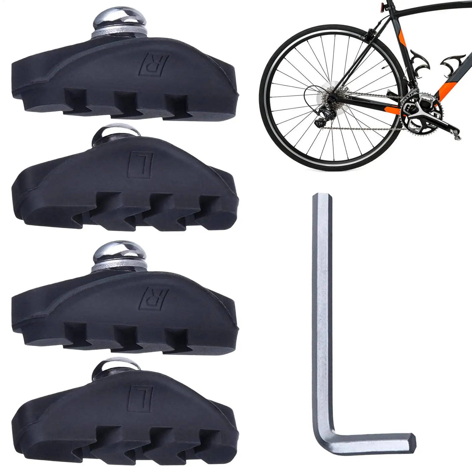 

Brake Pads Bike Bicycle Disc Brake Pads Stop Parts Accessories Blocks Components With Wrench For Road Exercise Commuting Men