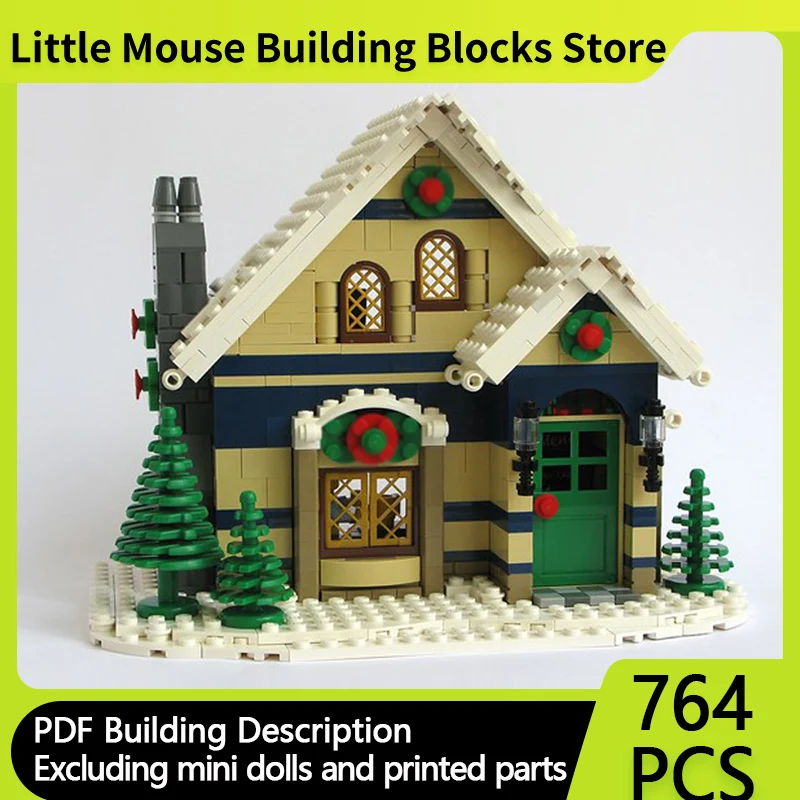 

City Street View Model MOC Building Bricks Winter Cafe Cottage Modular Technology Gifts Holiday Assemble Children Toys Suit