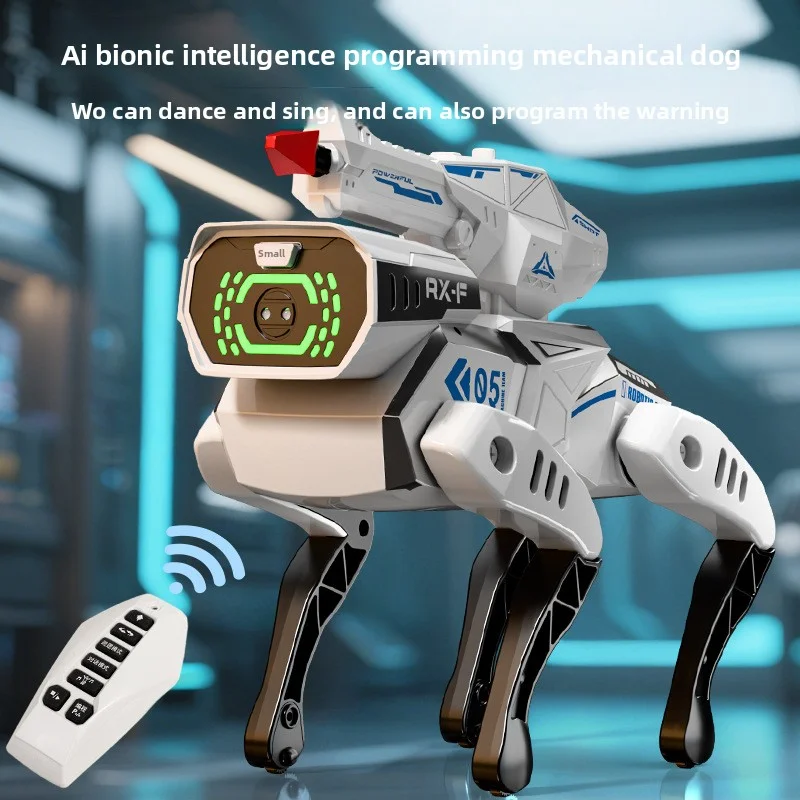 Cão robô dublê com controle remoto, brinquedo infantil elétrico, programável para meninos, pode ladrar e mover, simulação inteligente AI