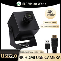 ELP 4K 30FPS H.265 Webcam Wide Angle HDMI USB Camera 2X Digital Zoom Mini Web Camera With 120 Degree No Distortion Lens