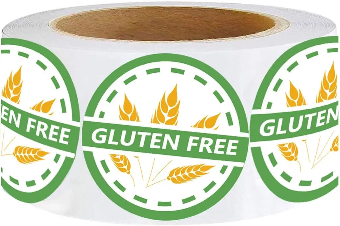 Gluten Free Stickers Gluten Allergic Labels, 1.5 Gluten Contains Warning Allergies Food Rotation Stickers for Food