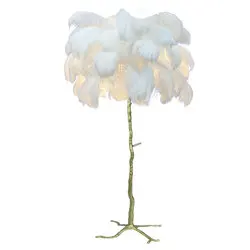 Hot Selling Modern Luxury Copper Ostrich Feather Lights Nordic Decoration Bedroom Standing 5W LED Floor Lamp