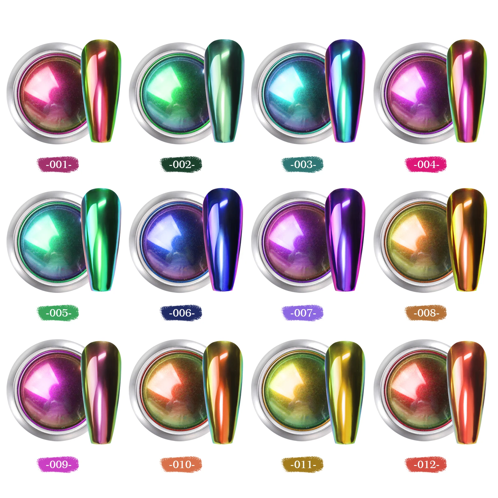12 لون مسمار بريق مرآة مرآة سحرية مسحوق الحرباء الكروم مسحوق معدني متجمد الصباغ مسمار سحر المجوهرات الديكور #6