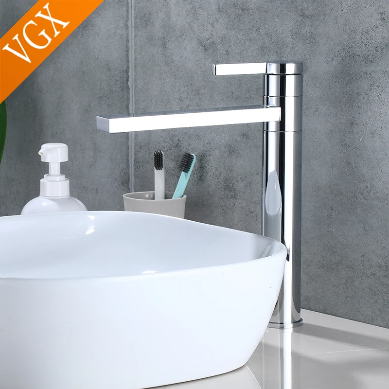 Imagem -05 - Vgx-tall Bathroom Faucets Misturador de Alta Bacia Sink Tall Faucet Lavatório Torneira Água Quente e Fria Tapware 360 ° Latão Preto