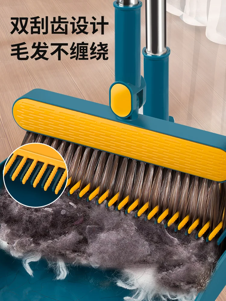 The product can be customized. Sweeper dustpan set combination household broom bedroom non stick hair dustpan sweeping