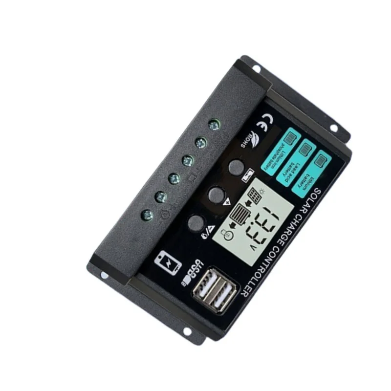12V/24V 100A Solar Charge Controller AutoSwitch LCD Display with Overcharge/Short Circuit Protection for RV Boat Off-Grid System