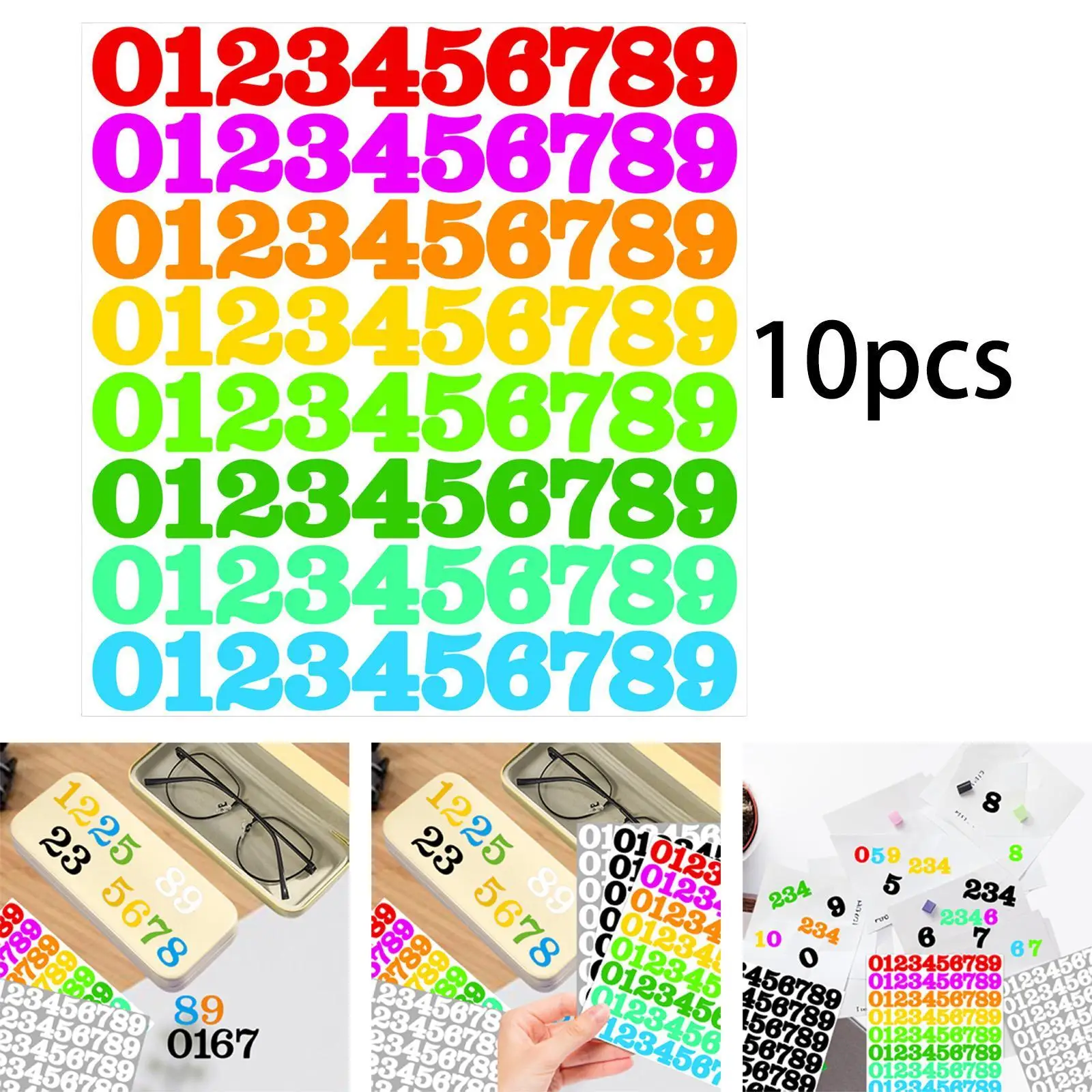 10 Sheets Label Number Stickers Waterproof Scratch Resistant Multi-use Sticky Labels Number Labels for Inventory Scrapbooking