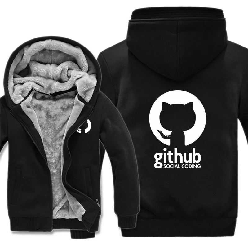 Худи Github, мужское пальто, Зимняя Теплая Флисовая Куртка Github программатор, толстовки, куртки