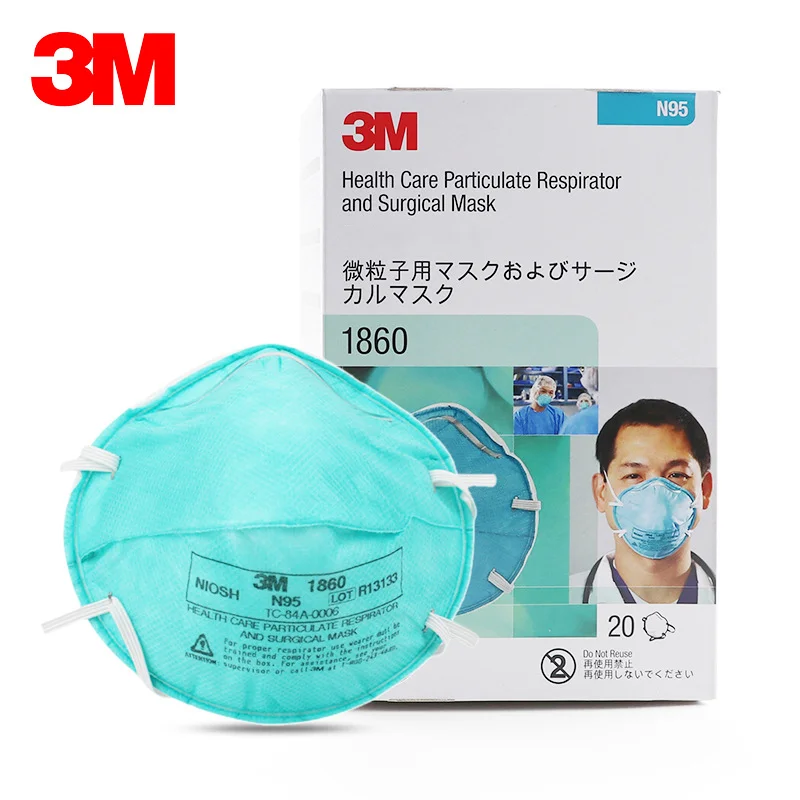 3M N95 1860 Facial Mask Adult Size NIOSH Approved Respirator Health Care Headband Professional Anti PM2.5 Pollen Dust Mist Mask