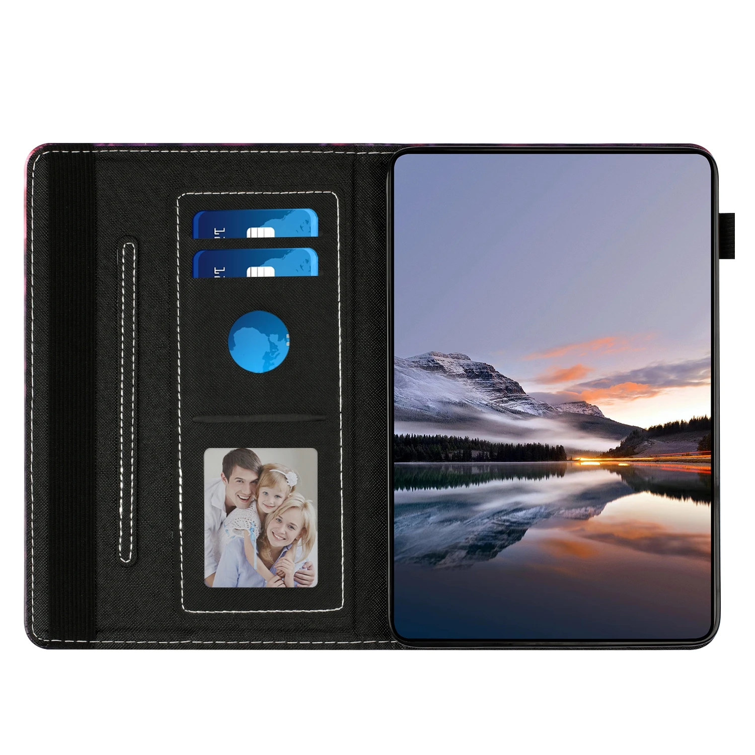 For Samsung Galaxy Tab A9 Tablet Case Litchi Texture Pattern Printing Leather Cover Auto Sleep  /  Wake with Card Holder - Fox