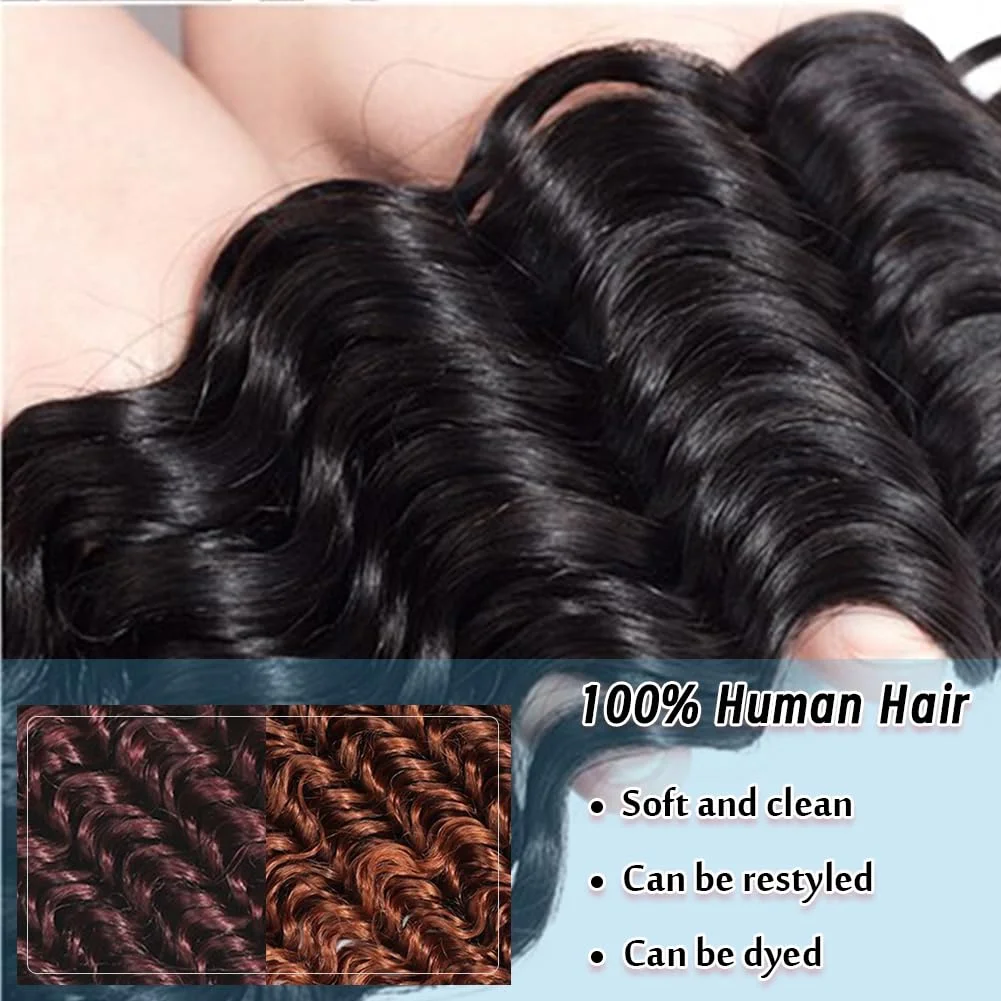 28 30 36 38 Zoll indische Remy rohe Jungfrau Weben 100% menschliches Haar lose lockige Wasserwellen verlängerungen 1 3 4 Deep Wave Bundles Deal