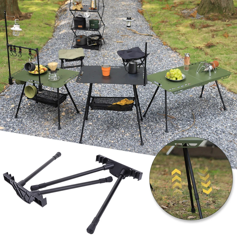 Folding Camping Table Legs Metal Foldable Table Legs Adjustable Height Workbench Legs DIY Camping Equipment Outdoor Travel