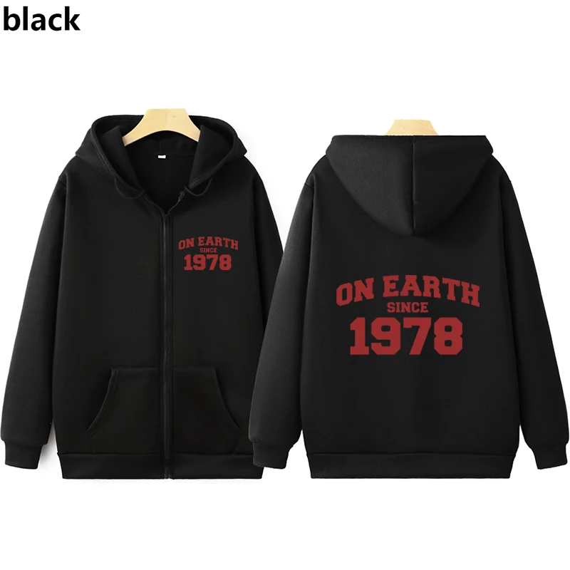 Retro Fashion Classic Pullover Zipper  Sweatshirt on Earth From1978,Cross-Border Autumn and Winter Sweatshirt with Size Printing