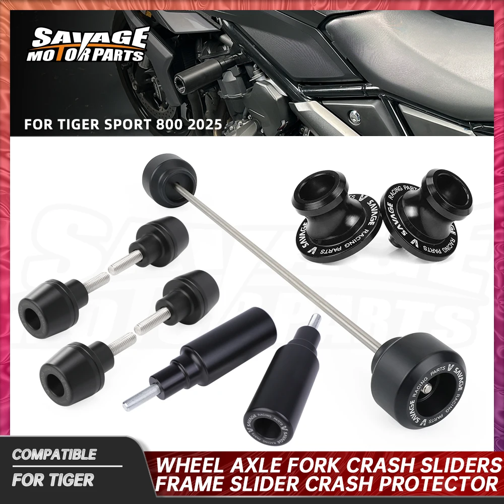 

2025 For Tiger Sport 800 Frame Slider Crash Protector Motorcycle Rear Wheel Axle Fork Crash Slider Front Fender Guard Bolt Screw