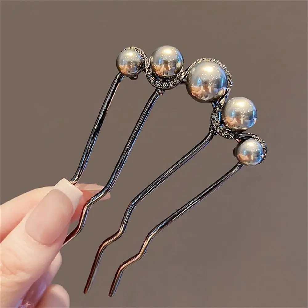 

Elegant Pearl Hair Stick Metal U-Shaped Hairpin Hair Accessories Women