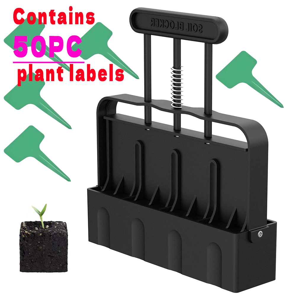 1 Set Manual Soil Block Maker Soil Blocker Garden Tool Garden Seeding Tool Contains 50PC Plant Labels Planting Soil Blocks