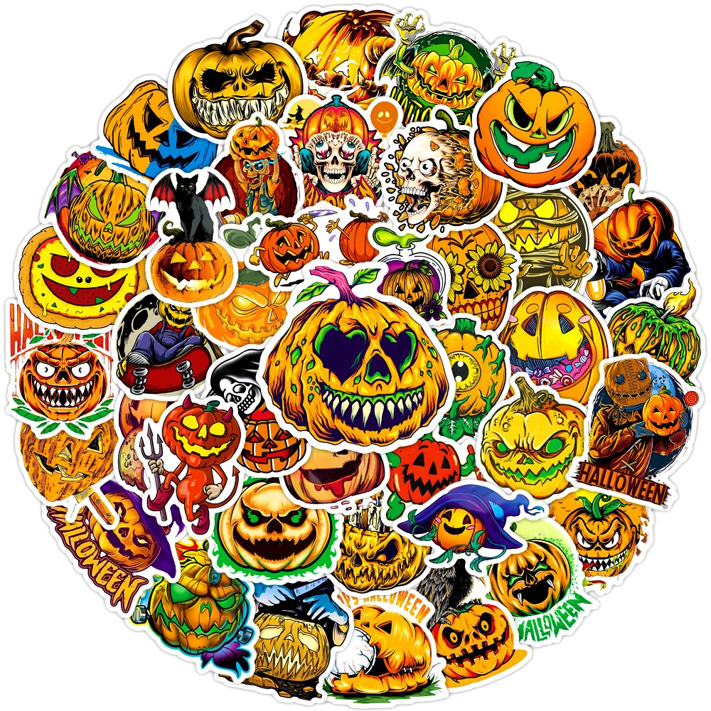 10/30/50pcs Goth Horror Halloween Pumpkin Waterproof Stickers Decals Laptop Motorcycle Skateboard Car Decoration Cool Sticker