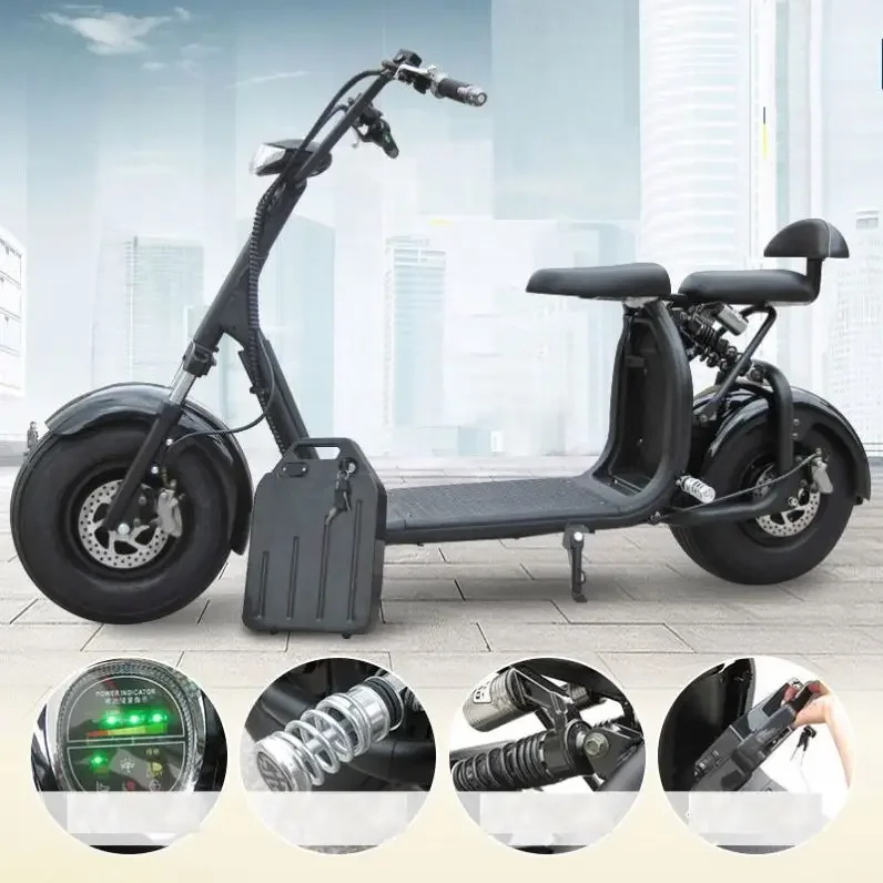 Electric Motorcycle Moto 1500W Citycoco LED Custom Unisex 9.5 Inch 60V 12ah,Load Capacity of 200kg, Range of 35-55km