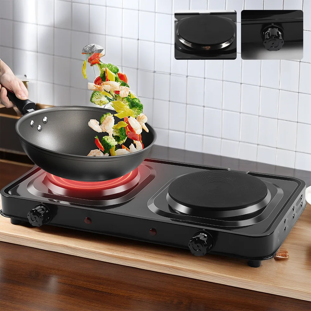 [EU Stock] 1000W/2000W electric stove portable kitchen hob, 5 level adjustable thermostat,Anti-Slip Mat electric stove