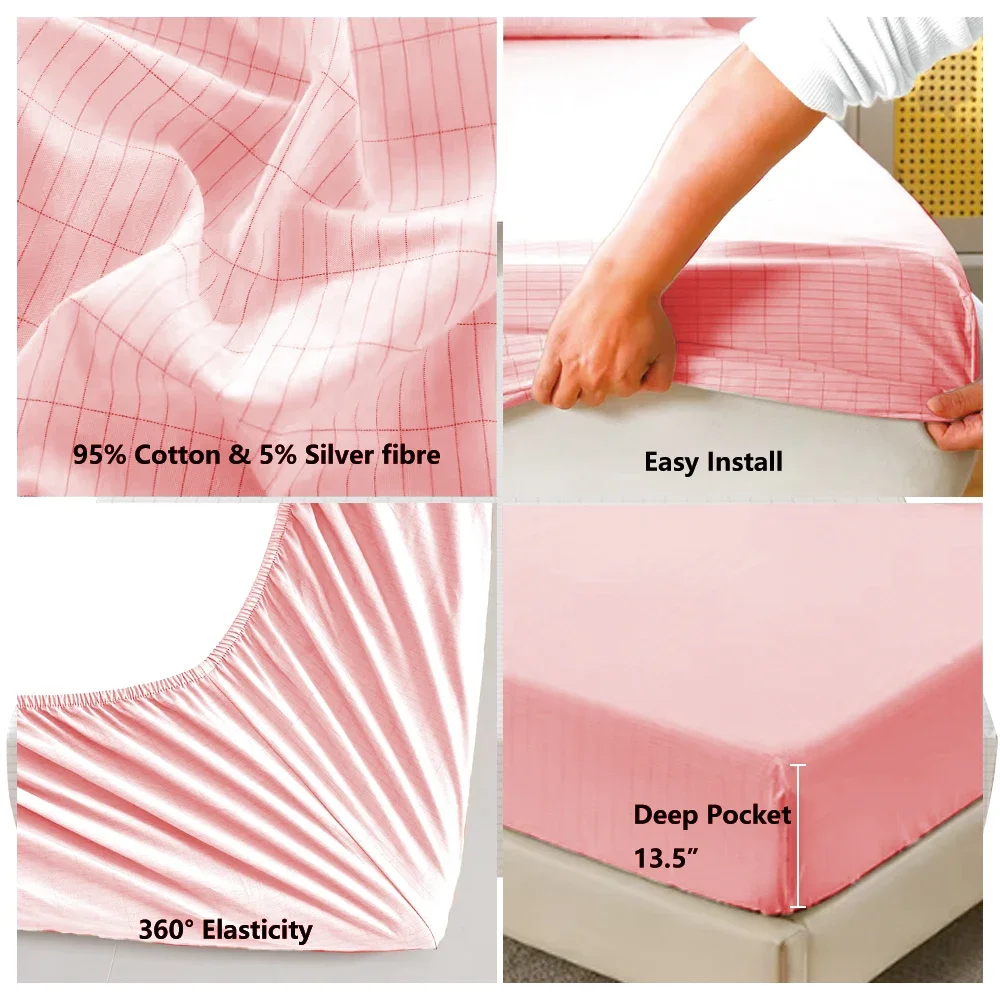 Grounding Fitted sheet 5% silver fiber 95% organic cotton king