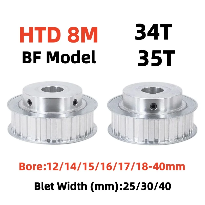 HTD 8M Timing Belt Pulley 34T 35Teeth BF Type Synchronous Pulley Bore 12mm To 40mm Fit HTD8M Belt Width 25mm 30mm 40mm