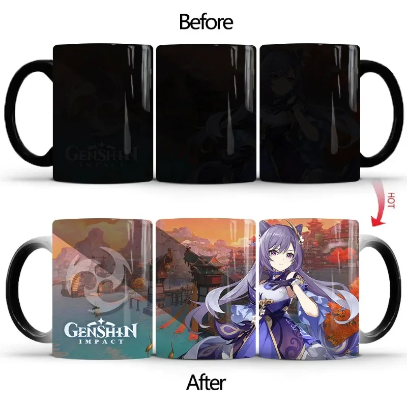 Cartoon Anime game Genshin Impact Color Changing mug ceramics Encountering hot display colors coffee cup student Christmas Gift