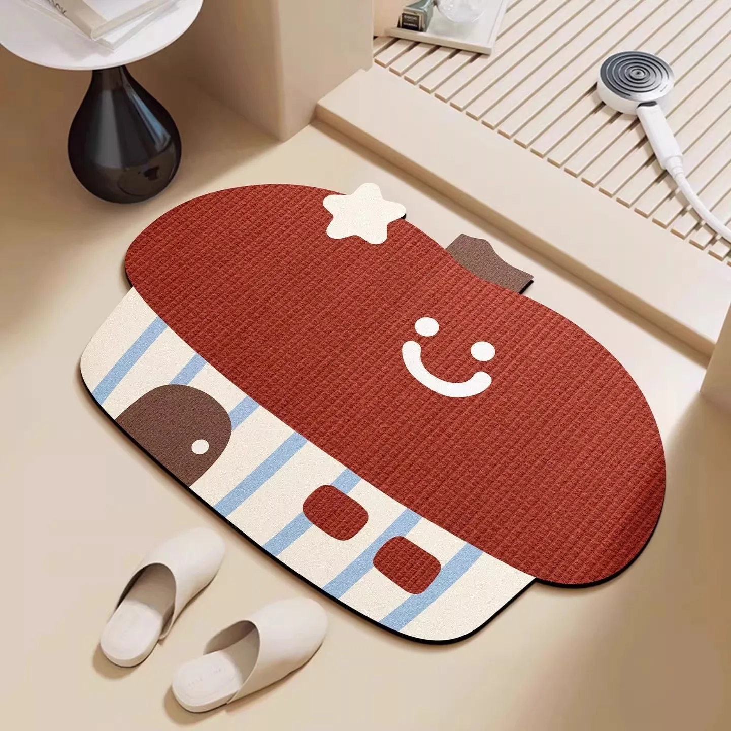 VIKAMA Cartoon diatom mud floor mat, water-absorbing non-slip , bedroom entrance, dirt-resistant and wear-resistant entry mat