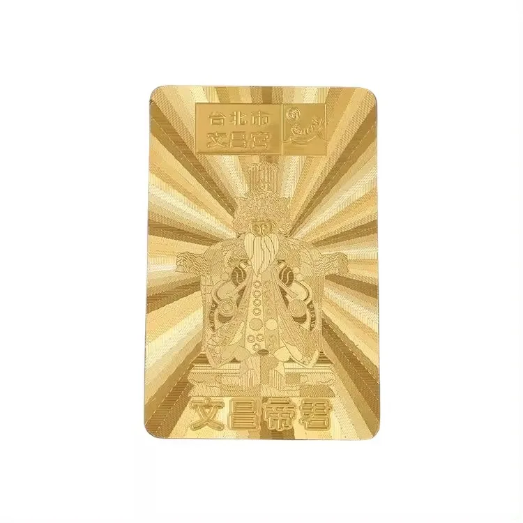 Customized inquiry Custom Luxury Printing Customized Embossing Printing Gold Metal Religious Buddha Card Etching Gold Plated Met