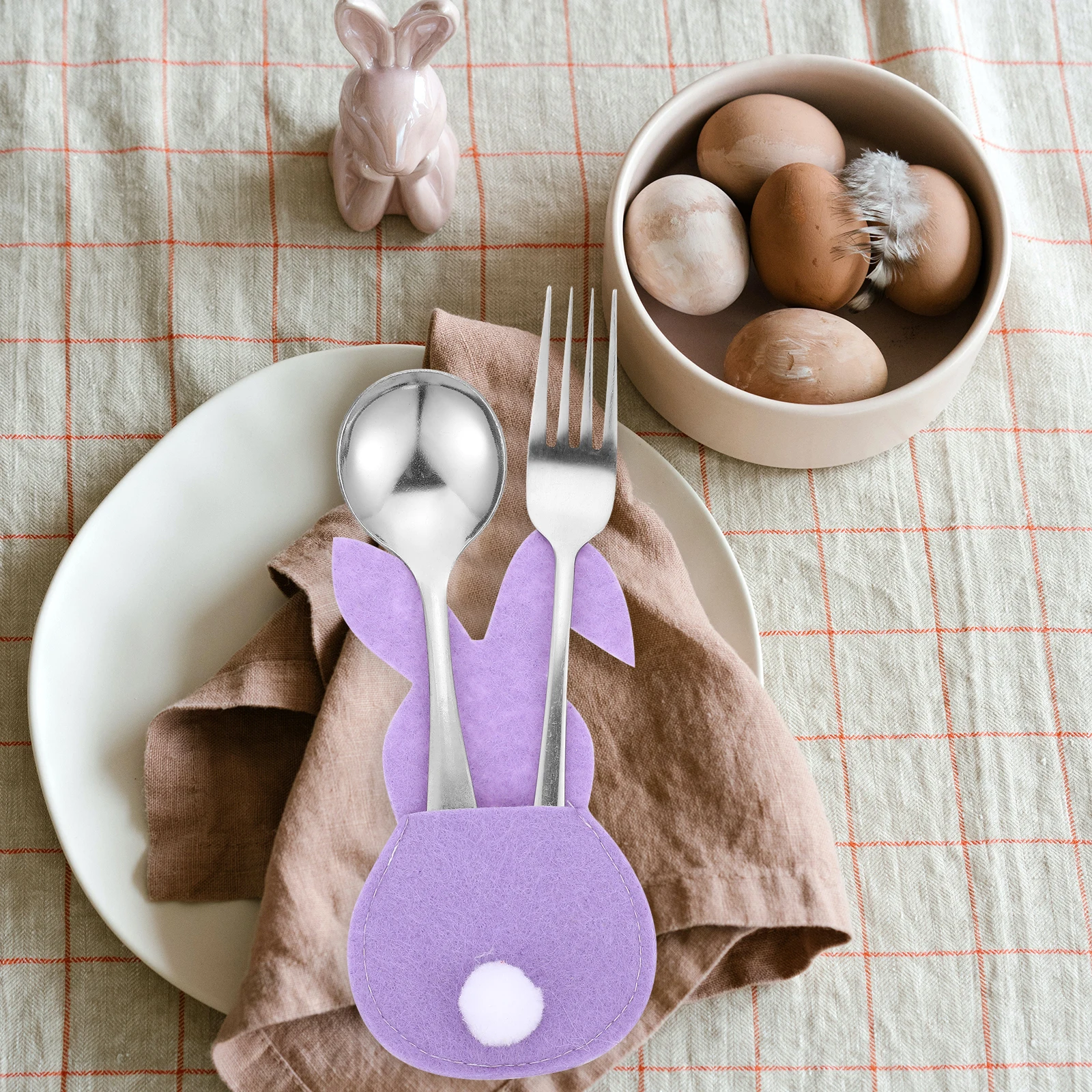

16 Pcs Rabbit Cutlery Bag Cutter Decorative Bunny Shaped Decorations Holder Bags