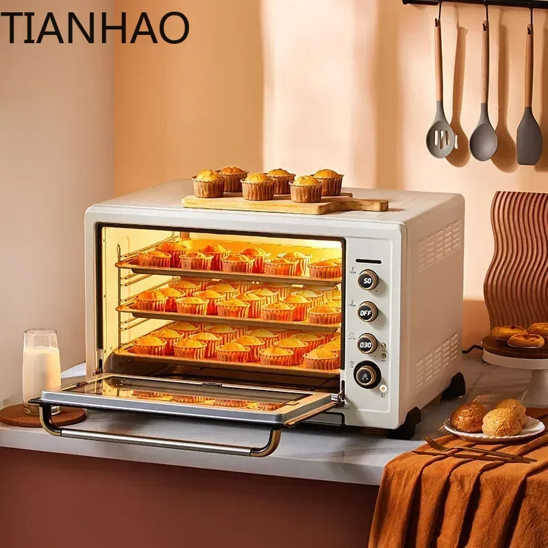 Horno eléctrico Petrus de gran capacidad, 80L, horno de placa caliente comercial para el hogar, horno para hornear de 3 capas, Control de temperatura independiente, 2100W