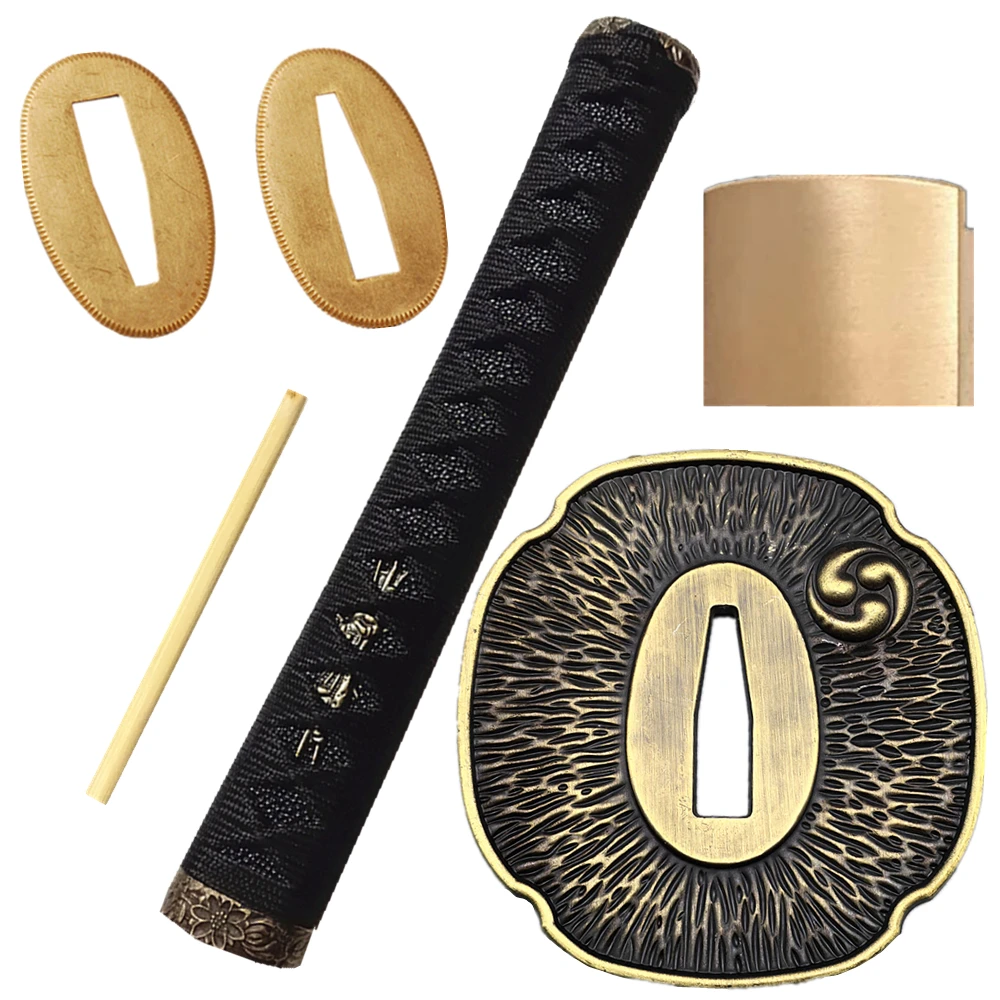 26cm Handle Tsuka Set Tsuba/Fuchi/Kashira/Habaki/Menuki/Seppa For Japanese Sword Katana Wakizashi Tanto Fittings