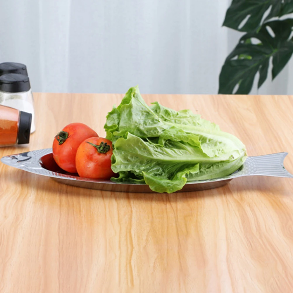 

2Pcs Magnetic Fish Shaped Plates Stainless Steel Creative Serving Tray for Party Banquet Restaurant Kitchen Tableware Food Dish