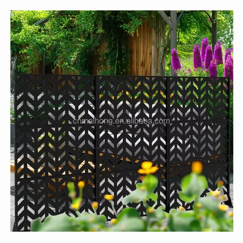 Unique Design Cut Free Standing Balcony Privacy Screen Decking Metal Fencing Aluminum Garden Fence Panels 3D Modeling