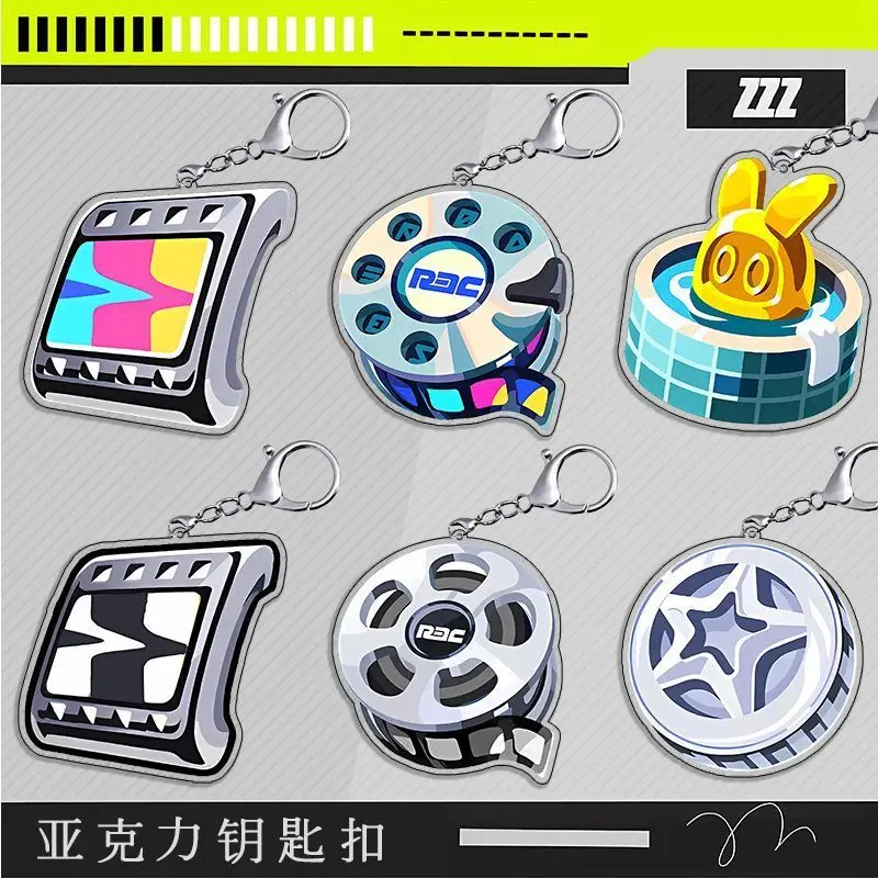 New Zenless Zone Zero pixel Keychain  Hoshimi Miyabi Von Lycaon Nicole Cartoon Anime Pendant Key Ring Jewelry Badge Gift
