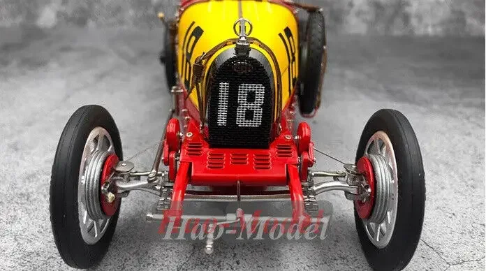 CMC 1/18 Per Bugatti T35 # 18 1924 Modello di auto in lega Giocattoli per bambini Ragazzi Regali di compleanno Simulazione Hobby Display Collezione Rosso giallo