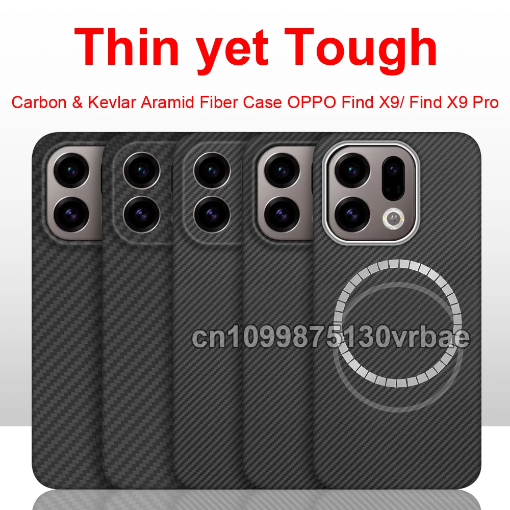 

For oppo find x9 pro/x9 carbon case 600d kevlar fiber aramid fiber fabric ultra thin hard cover magnetic balck Slim light red