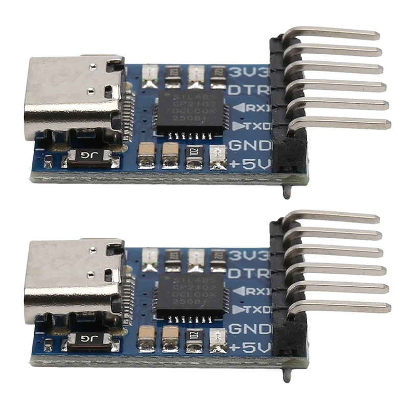 DT21 CP2102 USB to TTL Serial Module 2PCS, UART STC Downloader Adapter for MCU Debugging Programming Linux Windows TYPE-C