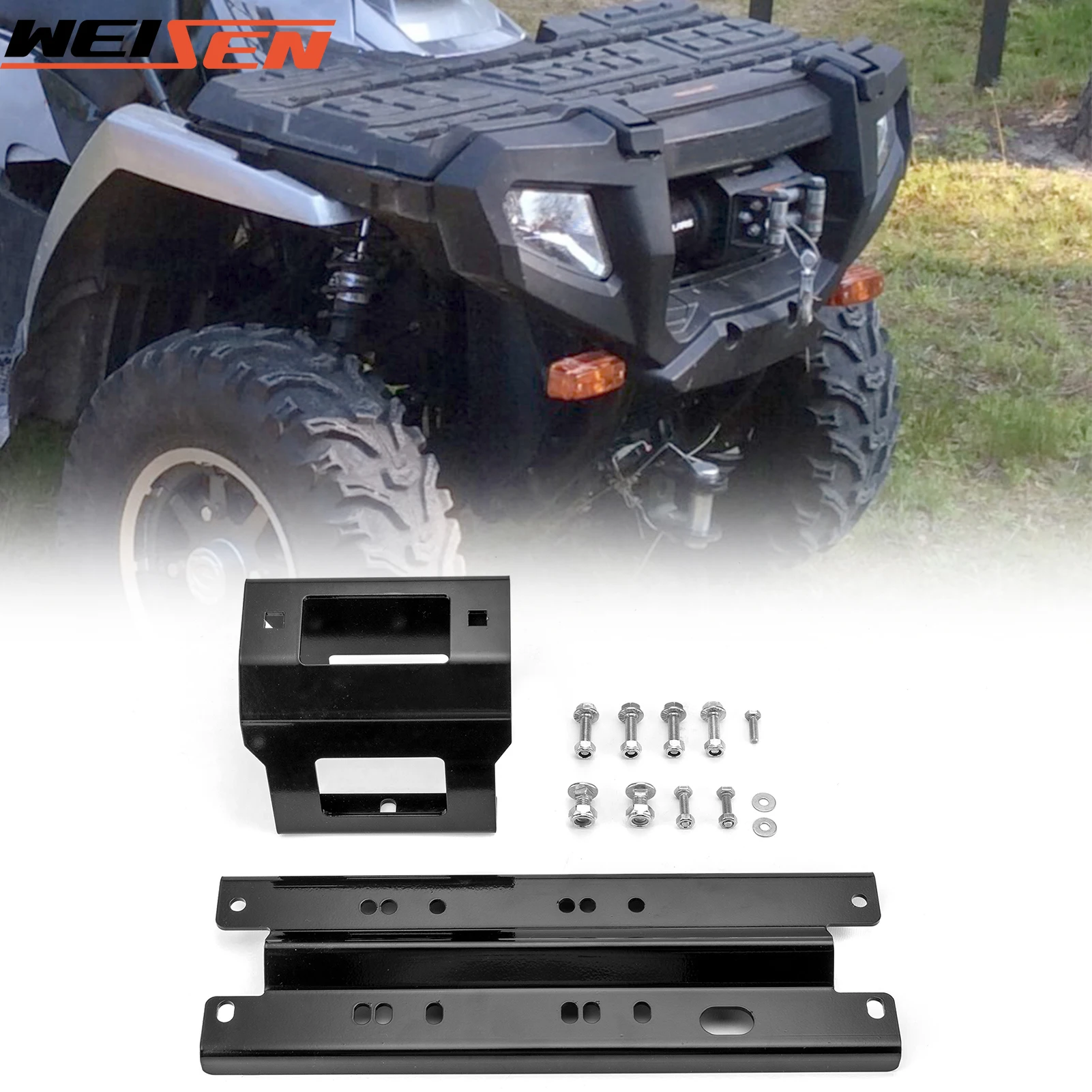 

For 2005-2010 Polaris Sportsman 400 450 500 800 ATV Winch Mounting Bracket/Plate 4 7/8" (124mm) No Drill Accessories