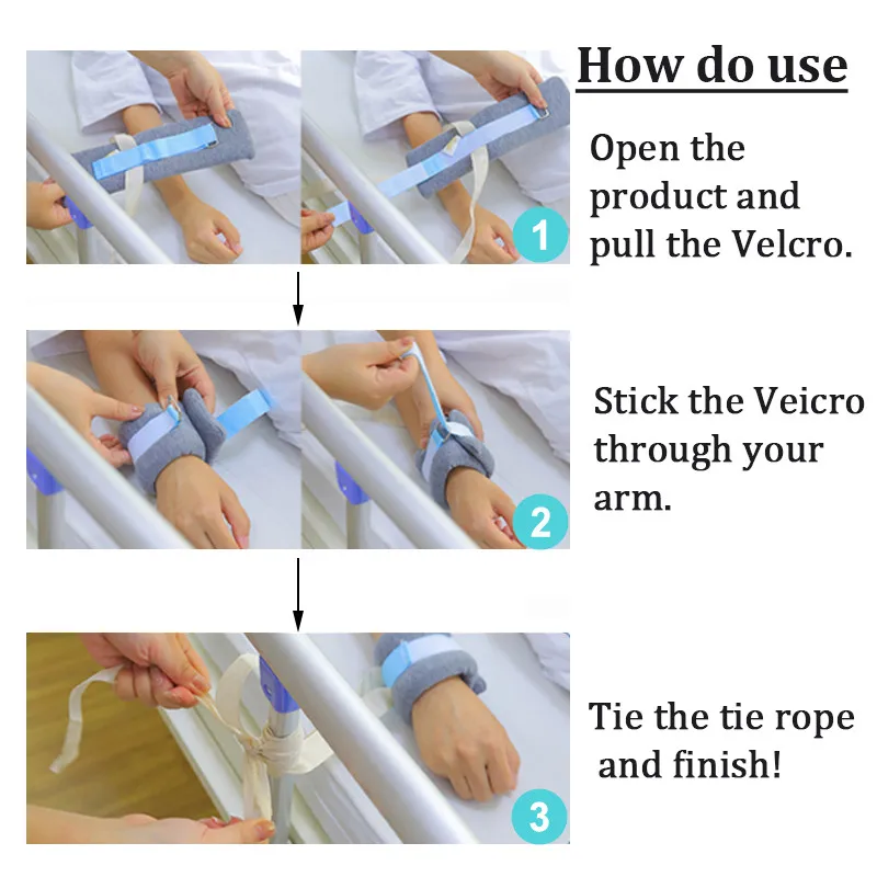 Medical Limb Restraint สายคล้อง Bedridden ผู้ป่วยข้อมือข้อเท้าเข็มขัด Stretcher Fixation เข็มขัด Rehabilitation Binding เข็มขัด