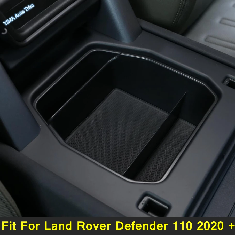 

Black Car Console Phone Holder Container Tray Organizer Armrest Storage Box Accessories For Land Rover Defender 110 2020 - 2023