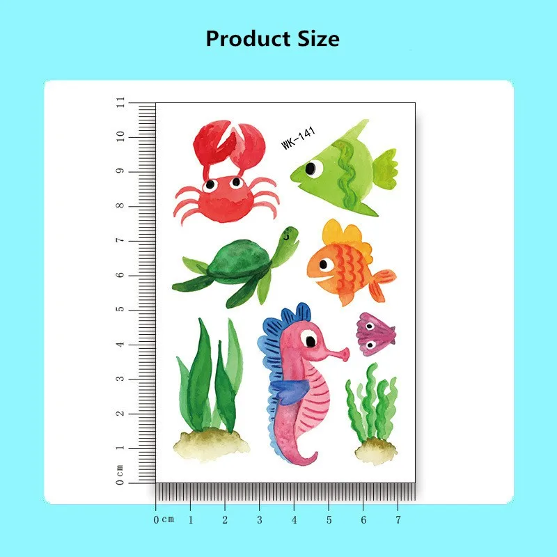 10pcs Marine Animals Sea Life Waterproof Temporary Tattoo Sticker for Kids Party Favors ( Send By Random )