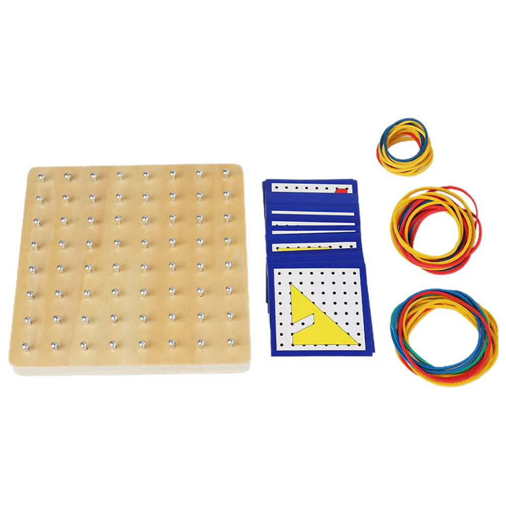 التعلم المبكر Geoboard لوحة ألغاز الرياضيات الخشبية للأطفال الهندسة التعليم الجذعية لعبة لوحة الأظافر مجموعة أدوات رياضية