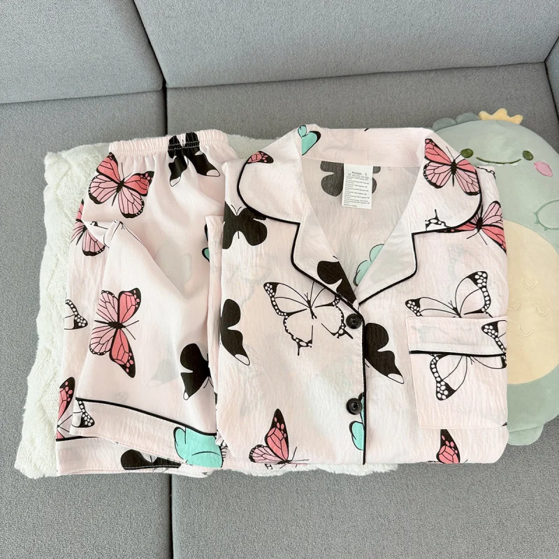Summer Women's Printed Pajama Set V-neck Top and Shorts 2-piece Set, Casual and Comfortable Home Set, Can be worn externally - view 5