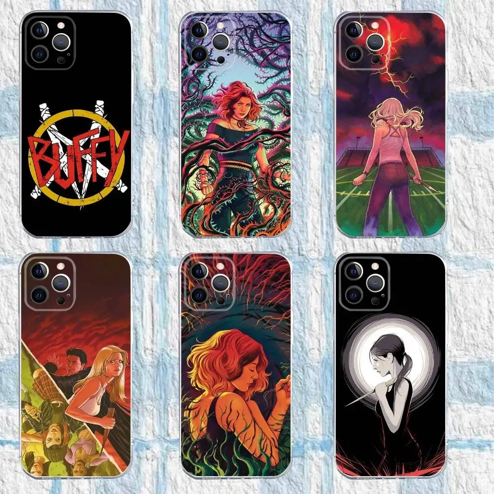 حافظة هاتف B-Buffy the V-Vampire S-Slayer لهاتف iPhone 16,15,14,13,12,11 Pro,Max,Plus,X,XS,XR,SE,سيليكون شفاف صغير ناعم