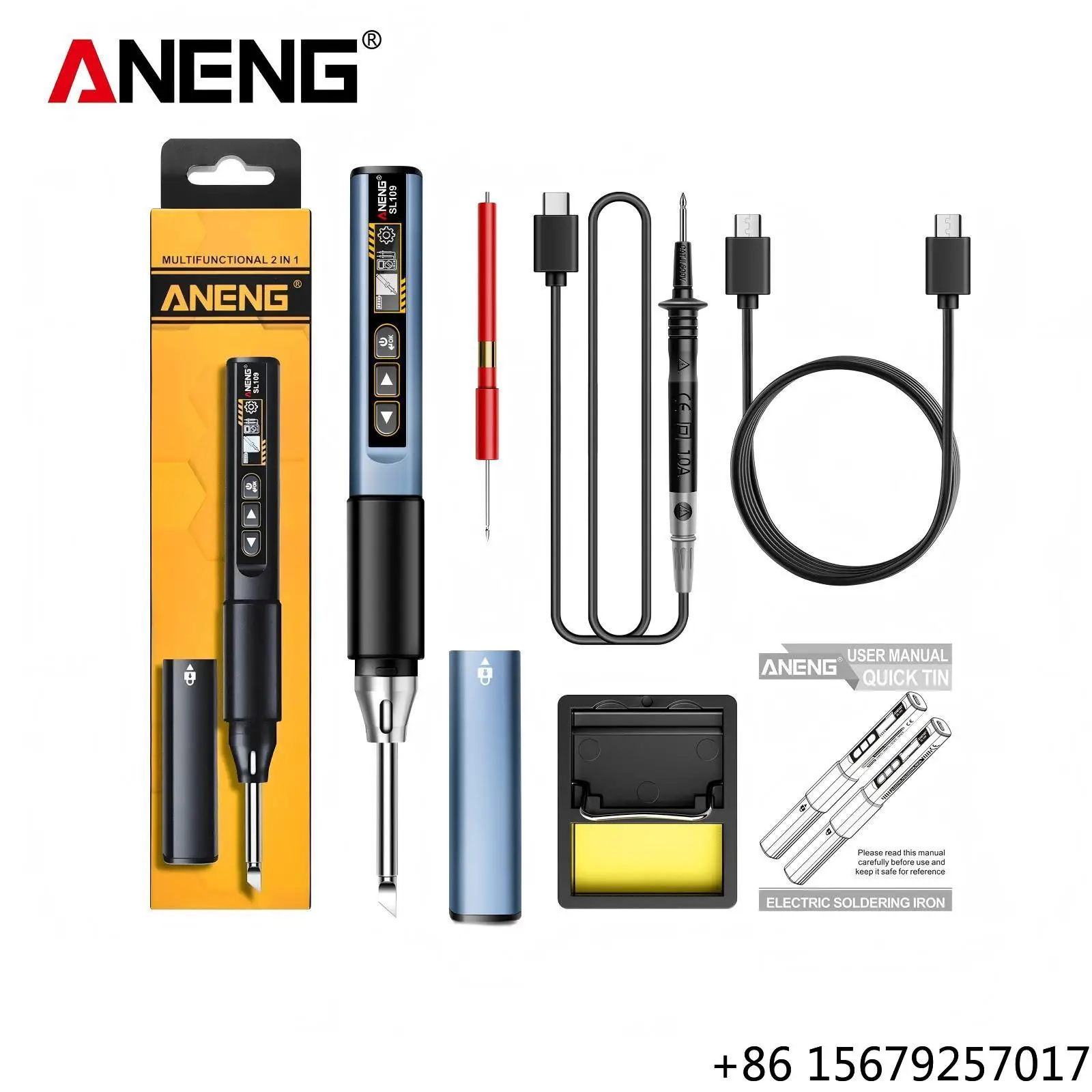 ANENG SL109 Electric Soldering Iron Kit 75W Adjustable Temp 100-450 100V-240V AC Pencil Tip Welding Solder Rework Station