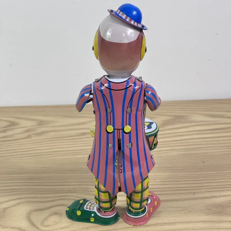 Jouet mécanique batteur Clown batteur Robots de marche série classique rétro métal étain jouets mécaniques cadeaux jouet à remonter