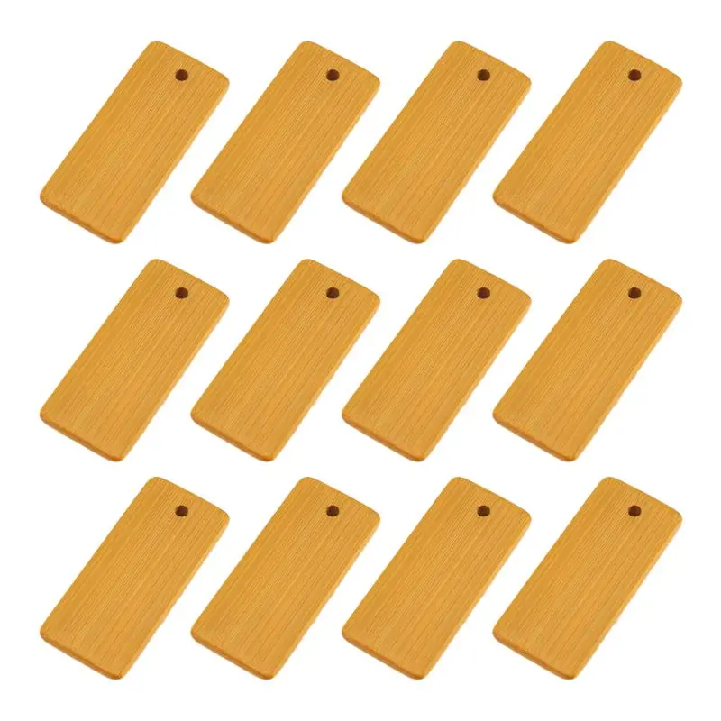 1 Apr.100Pcs 45X20mm Bamboo Tags For Keychain Rings, Bamboo Unfinished Wood Key Ring Tag