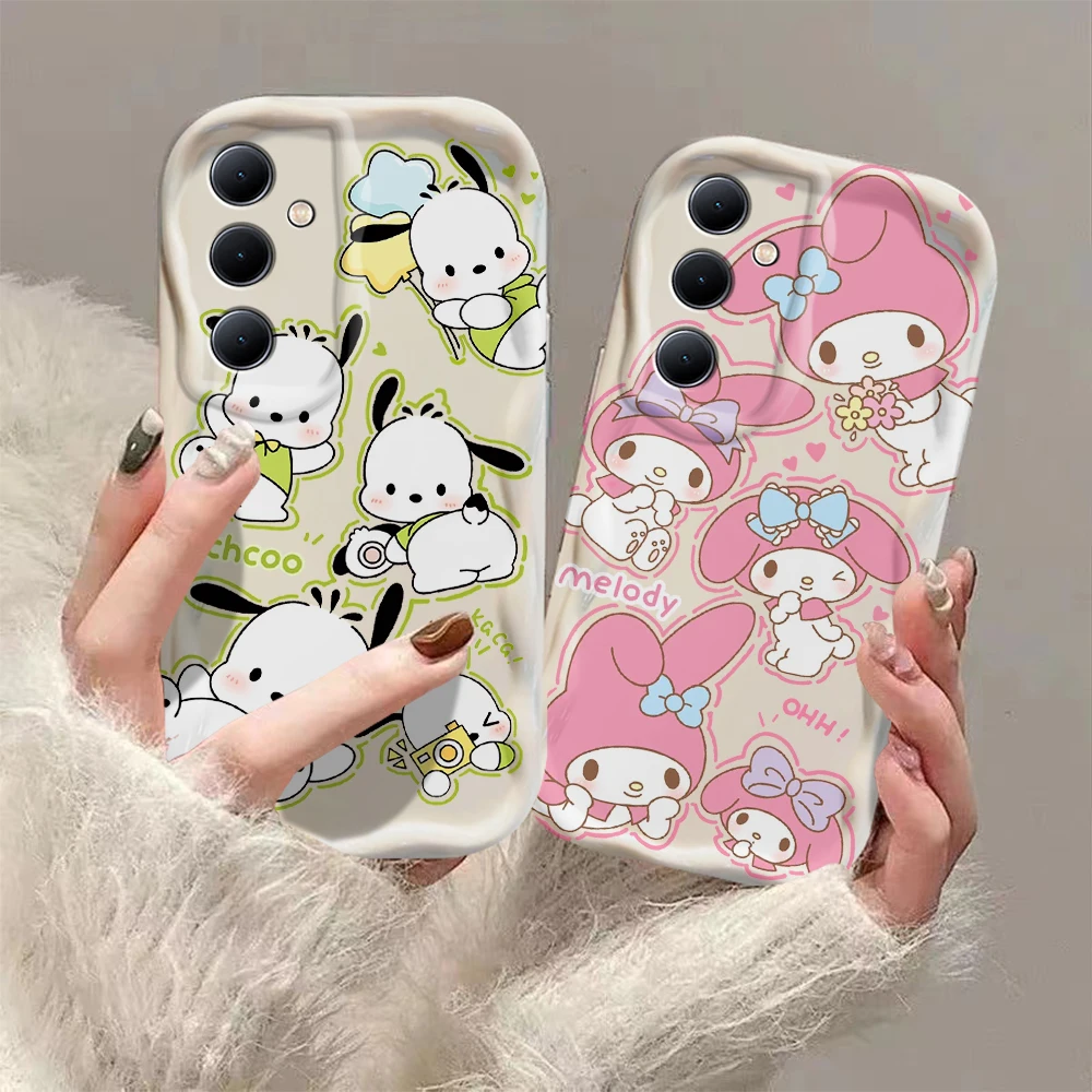 Чехол для телефона Kuromi My Melody Pacha с объемными волнами для Samsung Galaxy S24 S23 S21 S20 FE Plus Ultra 4G 5G, Мягкая силиконовая задняя крышка