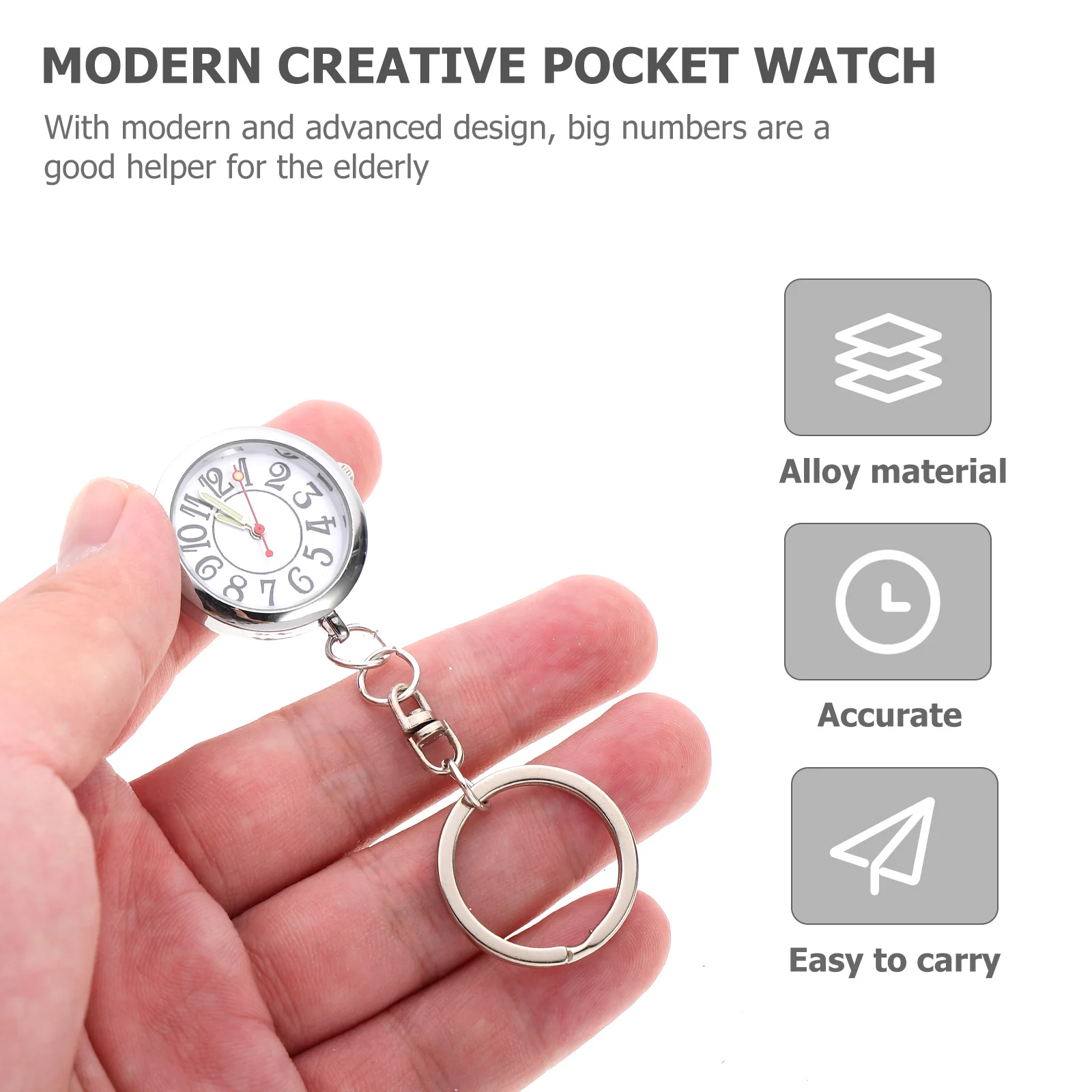 

1Pcs Pocket Watch Big Number Modern Alloy Watch for Elderly Nurse Durable Children School Gift Timekeeper Children Gift